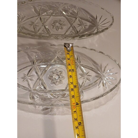 Vintage Anchor Hocking Prescut Clear Pickle Dish Olives Appetizers Lot of 2 - Picture 7 of 9